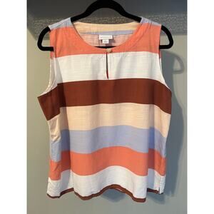 Liz Claiborne Colorblock Kehole Neck Sleeveless Side Slit Top Sized Large